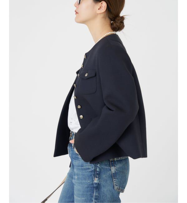 IENA「ボンディングジャケット」|ノーカラージャケット|