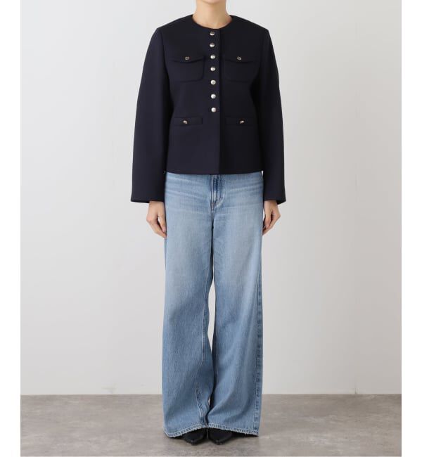 IENA「ボンディングジャケット」|ノーカラージャケット|