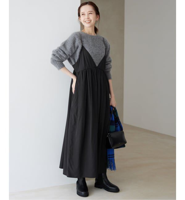 SLOBE IENA「《WEB限定/追加3》タフタギャザーキャミワンピース」|ワンピース|