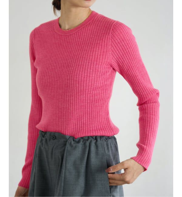 IENA「EXメリノリブ クルーネックプルオーバー」|ニット・セーター|