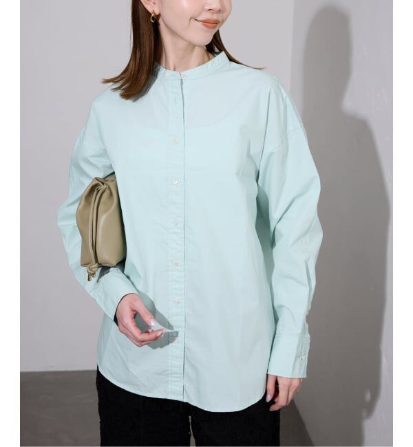 SLOBE IENA「《追加2予約》ROYAL NAVY/ロイヤルネイビー SLOBE別注 バンドカラーシャツ」|シャツ・ブラウス|