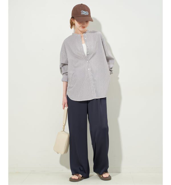 SLOBE IENA「《追加2予約》ROYAL NAVY/ロイヤルネイビー SLOBE別注 バンドカラーシャツ」|シャツ・ブラウス|