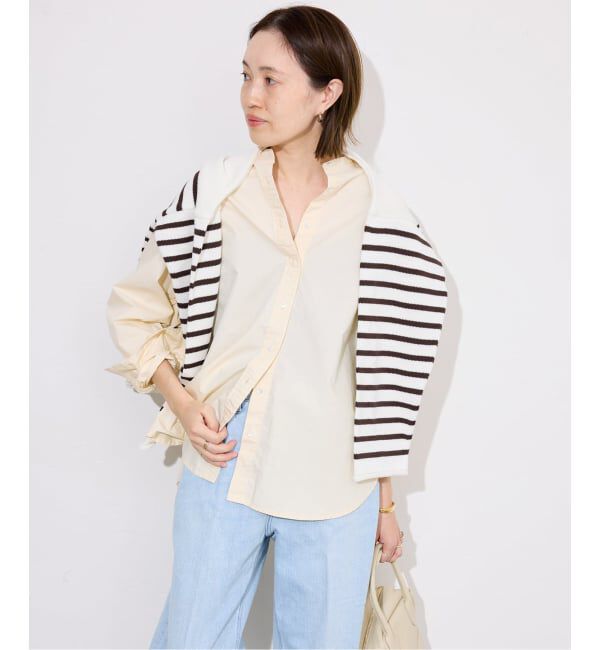 SLOBE IENA「《追加2予約》ROYAL NAVY/ロイヤルネイビー SLOBE別注 バンドカラーシャツ」|シャツ・ブラウス|