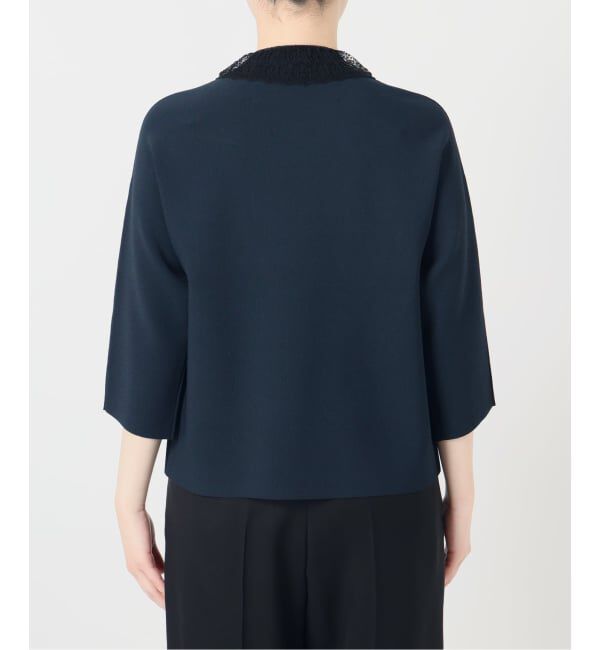 VERMEIL par iena「《予約》Room no.8 BLACK ルームエイト ブラック Needleレースカラーニット BR8KN-287」|ニット・セーター|