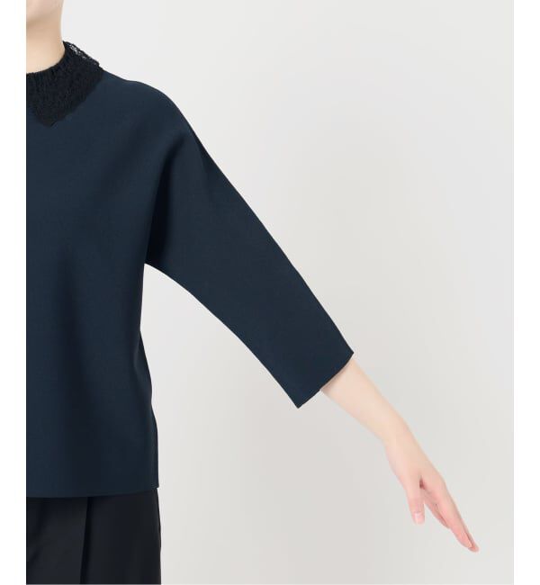 VERMEIL par iena「《予約》Room no.8 BLACK ルームエイト ブラック Needleレースカラーニット BR8KN-287」|ニット・セーター|