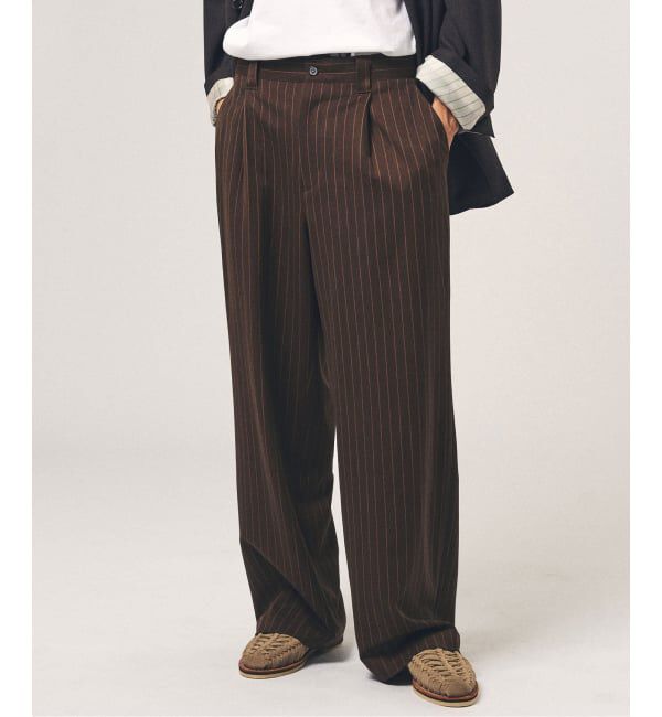 417 EDIFICE「TRツイル ワイドイージーパンツ」|スラックス|ブラウン