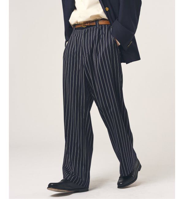 417 EDIFICE「TRツイル ワイドイージーパンツ」|スラックス|ネイビー