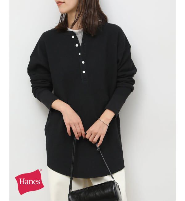 JOURNAL STANDARD relume「別注【Hanes / ヘインズ】ワッフルヘンリーネックプルオーバー」|Tシャツ・カットソー|ブラック