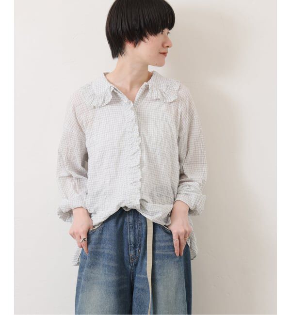 journal standard luxe「《追加》シャーリングローン フリルブラウス」|シャツ・ブラウス|