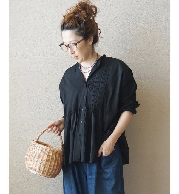 journal standard luxe「【SOIL】COTTON CAMBRIC PINTUCK SHIRT」|シャツ・ブラウス|ブラック