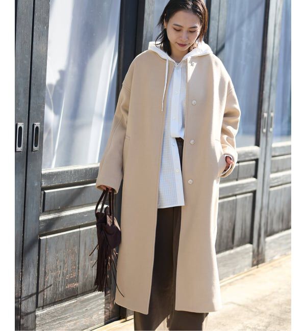 JOURNAL STANDARD「スーパー120ビーバーノーカラーコート」|ノーカラーコート|ベージュ A