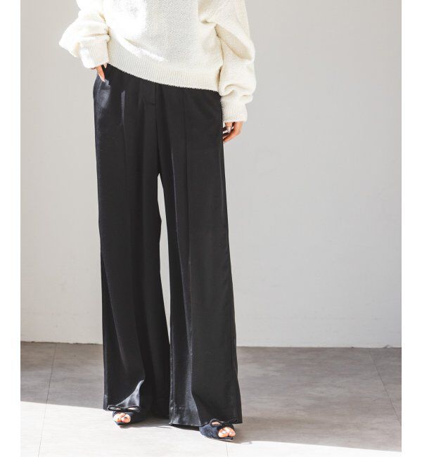 NOBLE「《追加》ルナサテンコンフォートパンツ」|スラックス|ブラック