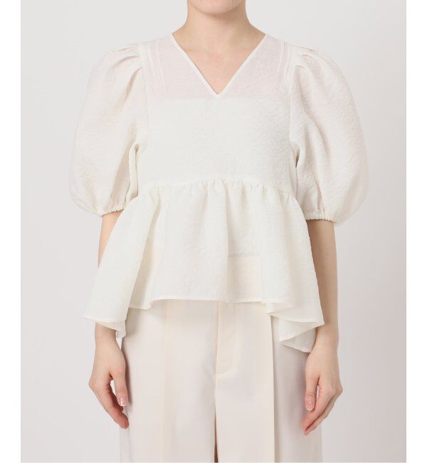 NOBLE「《追加》【洗える】シアーノイズジャガードブラウス」|シャツ・ブラウス|