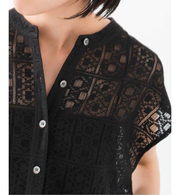 Spick and Span「《追加4》PEレースフレンチスリーブシャツ」|シャツ・ブラウス|