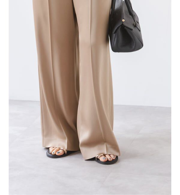 NOBLE「【洗える】ルナサテンベルテッドパンツ」|スラックス|