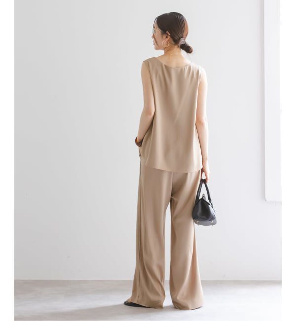 NOBLE「【洗える】ルナサテンベルテッドパンツ」|スラックス|