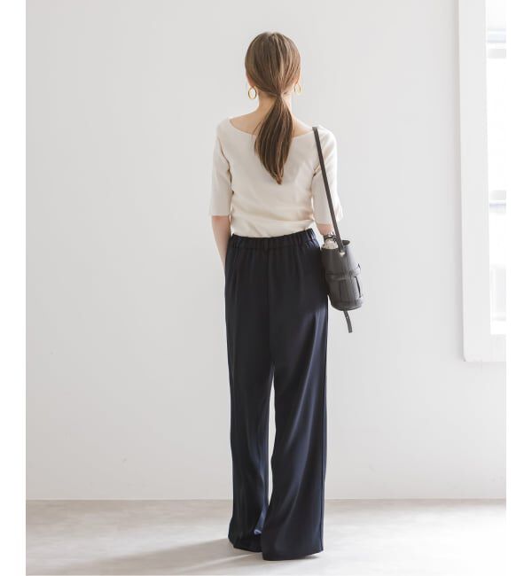 NOBLE「【洗える】ルナサテンベルテッドパンツ」|スラックス|