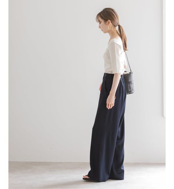 NOBLE「【洗える】ルナサテンベルテッドパンツ」|スラックス|