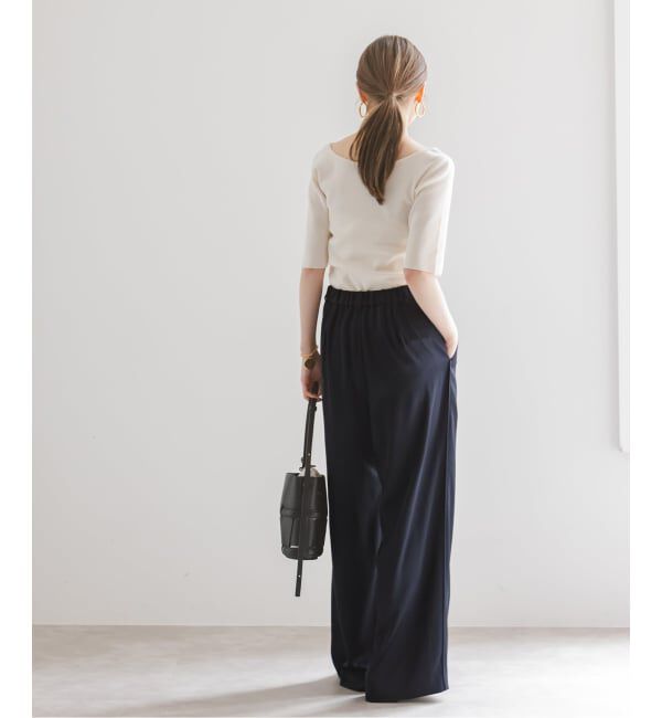 NOBLE「【洗える】ルナサテンベルテッドパンツ」|スラックス|