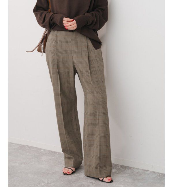 Spick and Span「ウォッシャブルチェックストレッチパンツ」|スラックス|キャメルベース