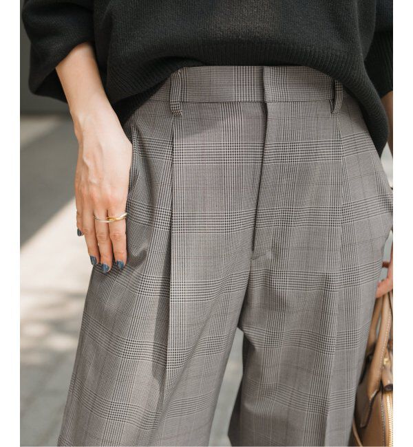 Spick and Span「ウォッシャブルチェックストレッチパンツ」|スラックス|