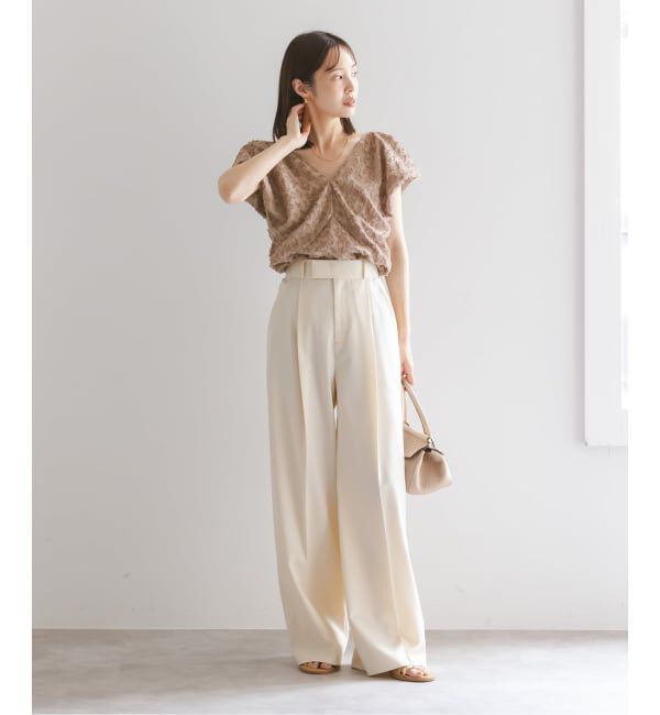 NOBLE「【洗える】レオパードジャガードデコルテVブラウス」|シャツ・ブラウス|