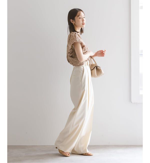 NOBLE「【洗える】レオパードジャガードデコルテVブラウス」|シャツ・ブラウス|