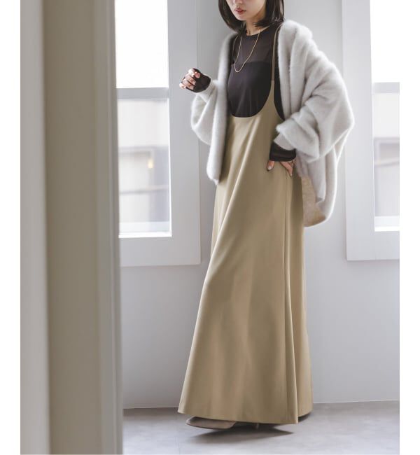 NOBLE「キャミストラップフレアスカート」|ワンピース|ベージュ