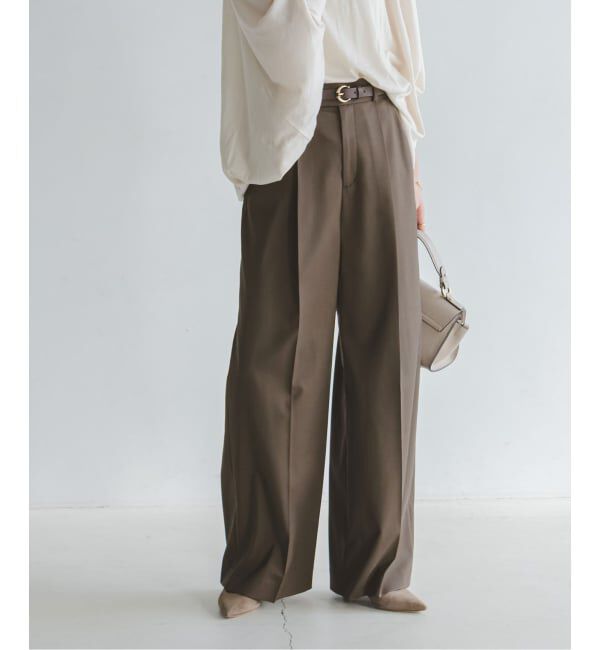 NOBLE「《追加》【洗える】エステルツイルストレッチスラックスパンツ 8」|スラックス|ブラウン