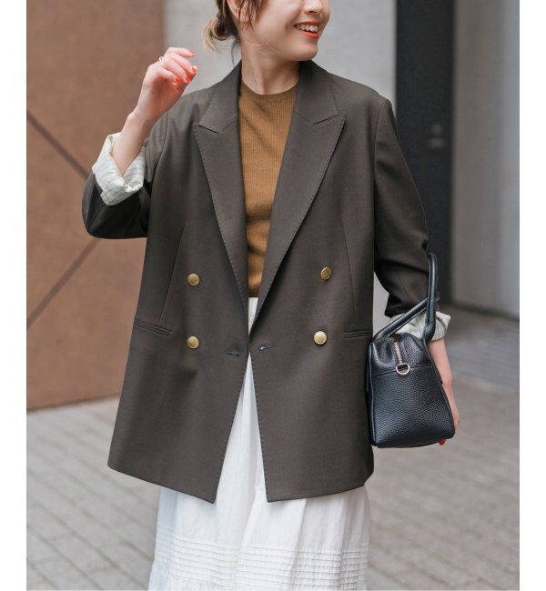 Spick and Span「ウールブレンドダブルブレストジャケット」|テーラードジャケット|ブラウン