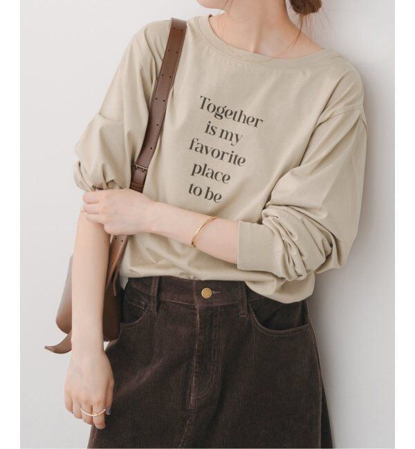 Spick and Span「ボートネックシルケットロゴロンTEE」|Tシャツ・カットソー|ベージュ