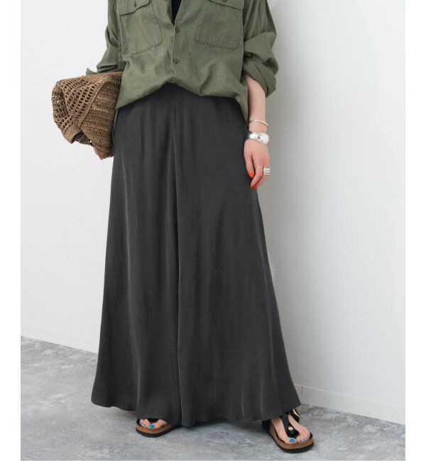Spick and Span「《追加》ウォッシャブルキュプラフレアスカート」|スカート|ブラック B