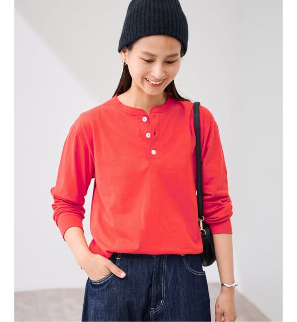 FRAMeWORK「Healthknit/ヘルスニット ヘンリーロングスリーブ」|Tシャツ・カットソー|レッド