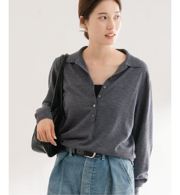 FRAMeWORK「イタリアヤーン basic ポロ衿プルオーバー」|ニット・セーター|