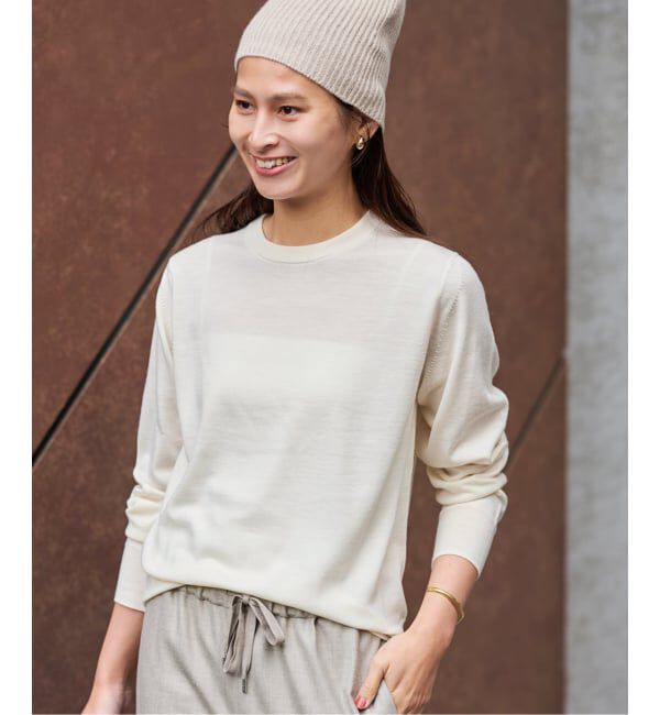 FRAMeWORK「イタリアヤーン basic クループルオーバー」|ニット・セーター|