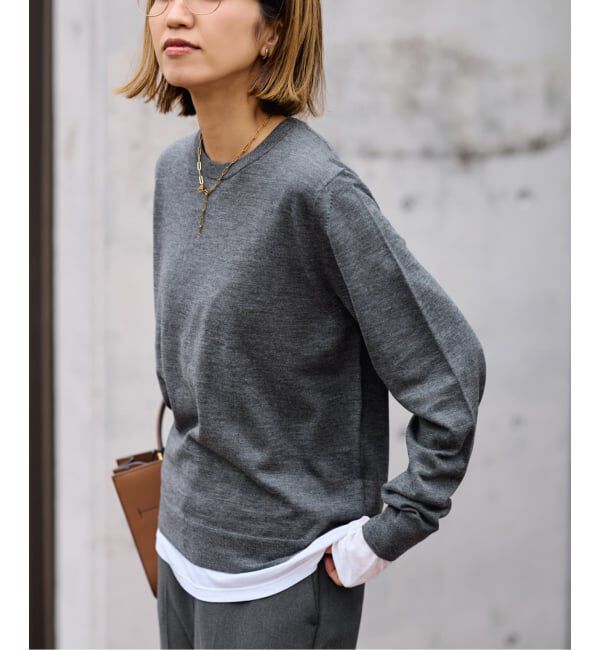 FRAMeWORK「イタリアヤーン basic クループルオーバー」|ニット・セーター|