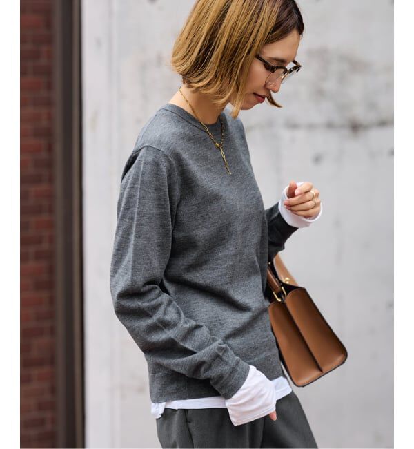 FRAMeWORK「イタリアヤーン basic クループルオーバー」|ニット・セーター|