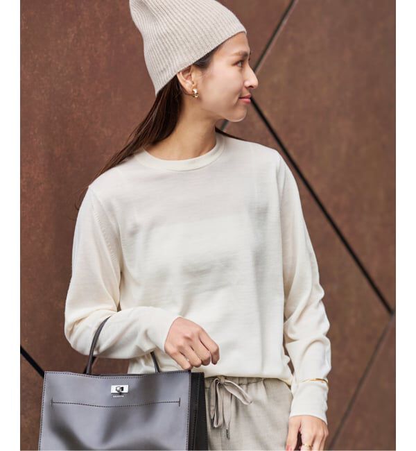 FRAMeWORK「イタリアヤーン basic クループルオーバー」|ニット・セーター|ホワイト