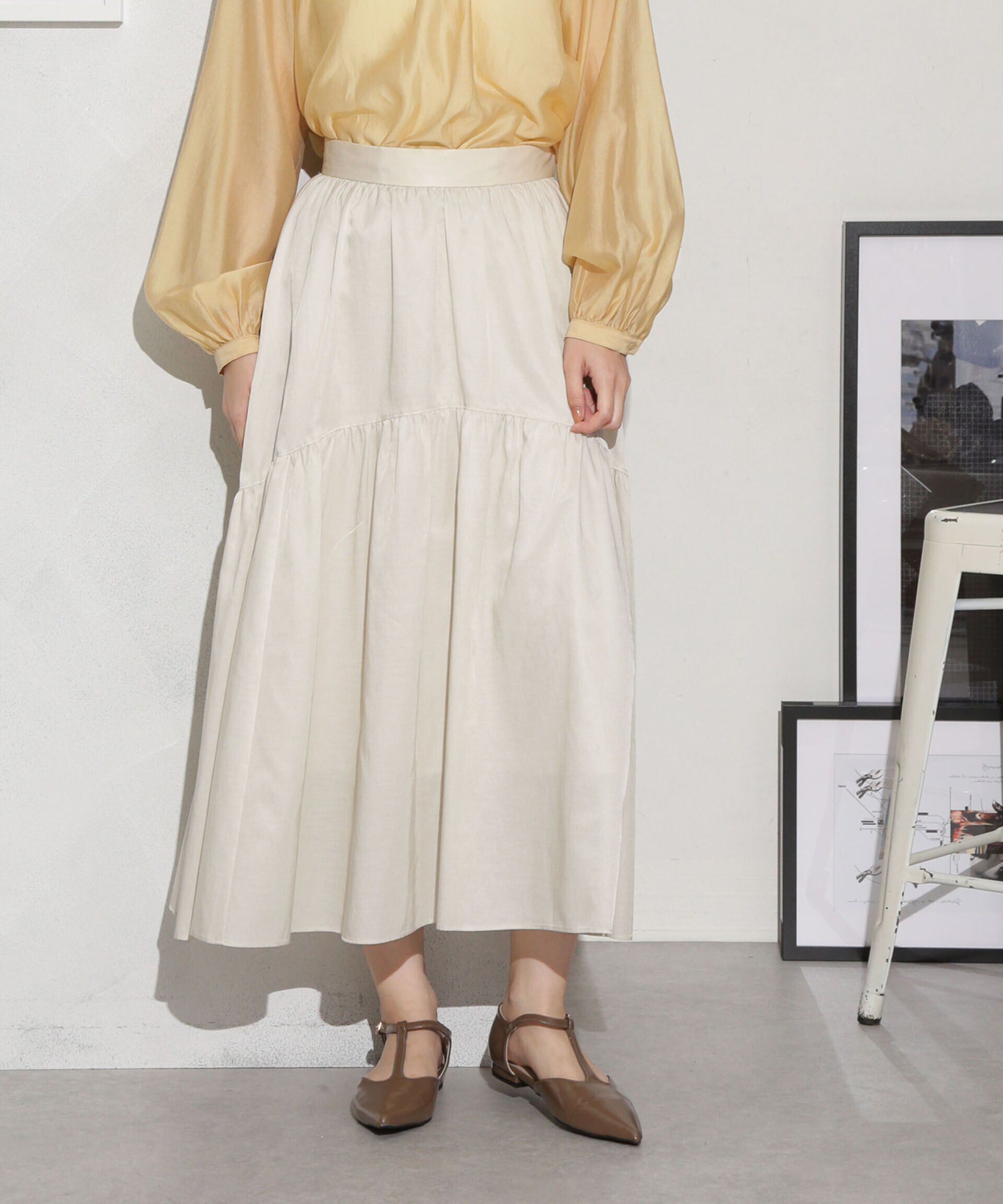 nano･universe「キュプラコットン ギャザースカート(セットアップ可)」|スカート|ライトベージ 1