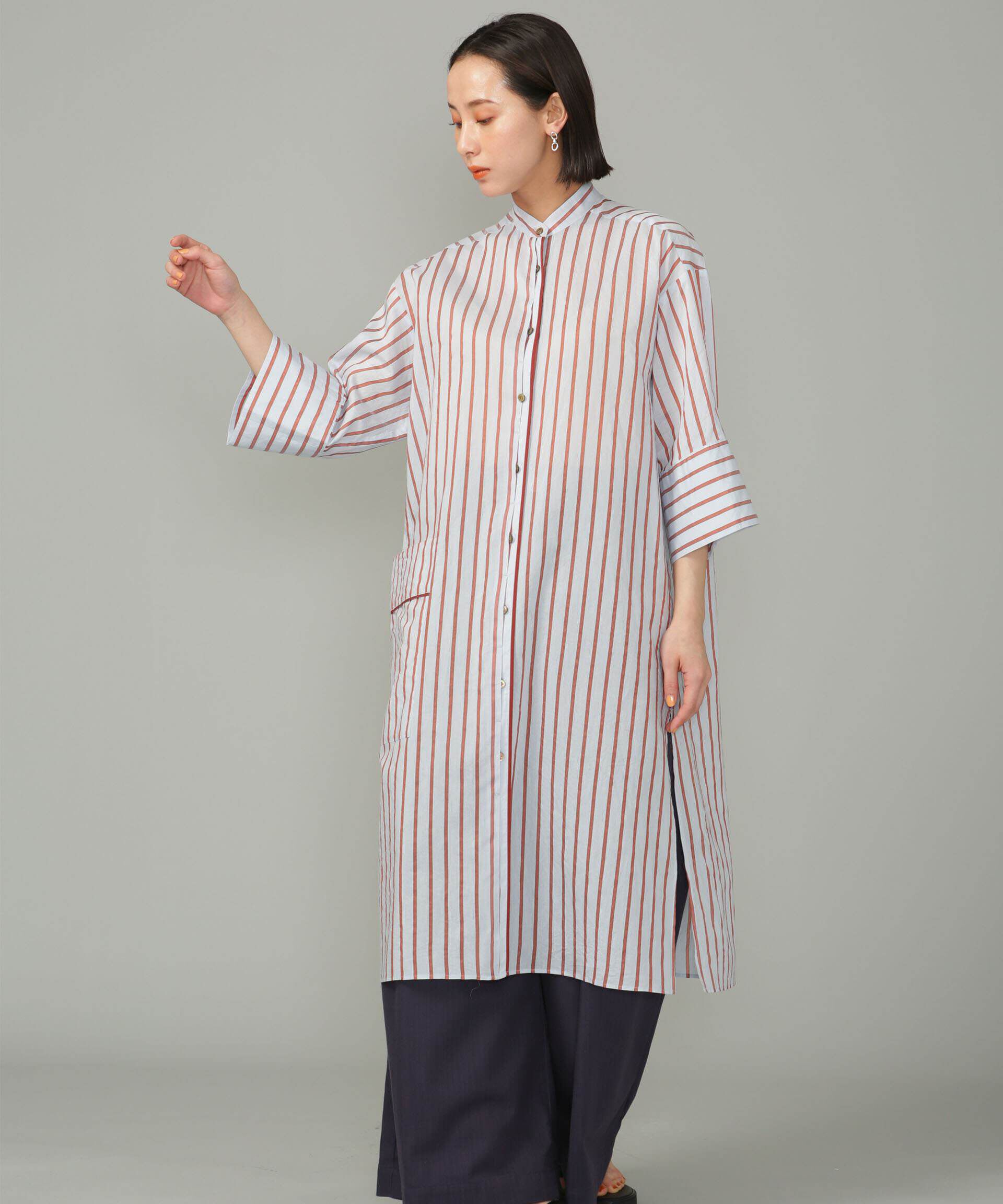 nano･universe「シアーストライプシャツワンピース」|ワンピース|