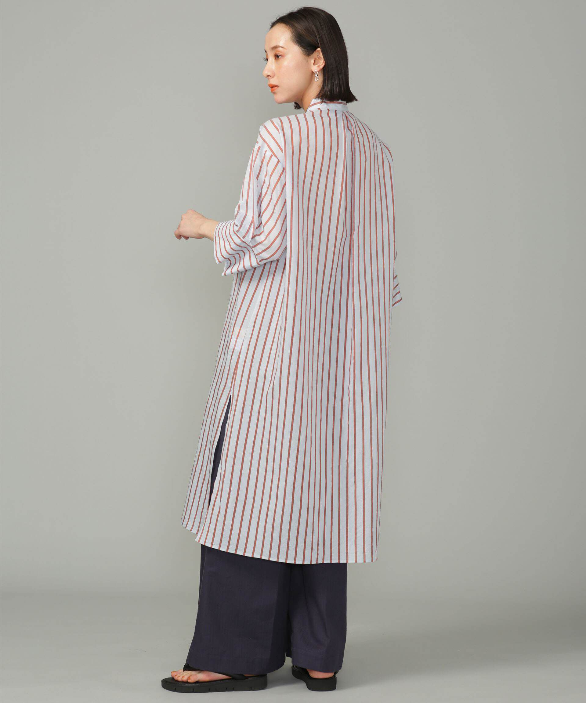 nano･universe「シアーストライプシャツワンピース」|ワンピース|