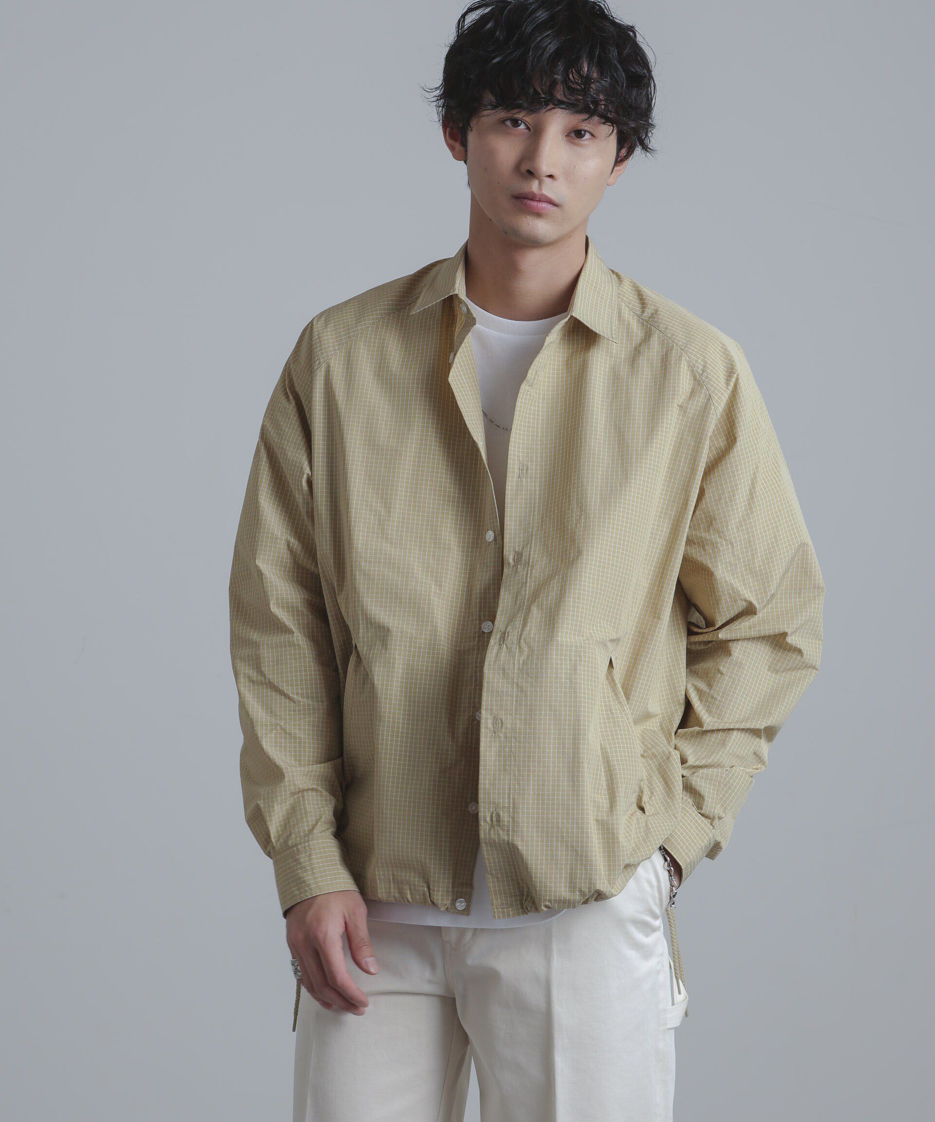 nano･universe「総柄サイドスピンドルコーチシャツジャケット」|ブルゾン・スタジャン|ベージュ