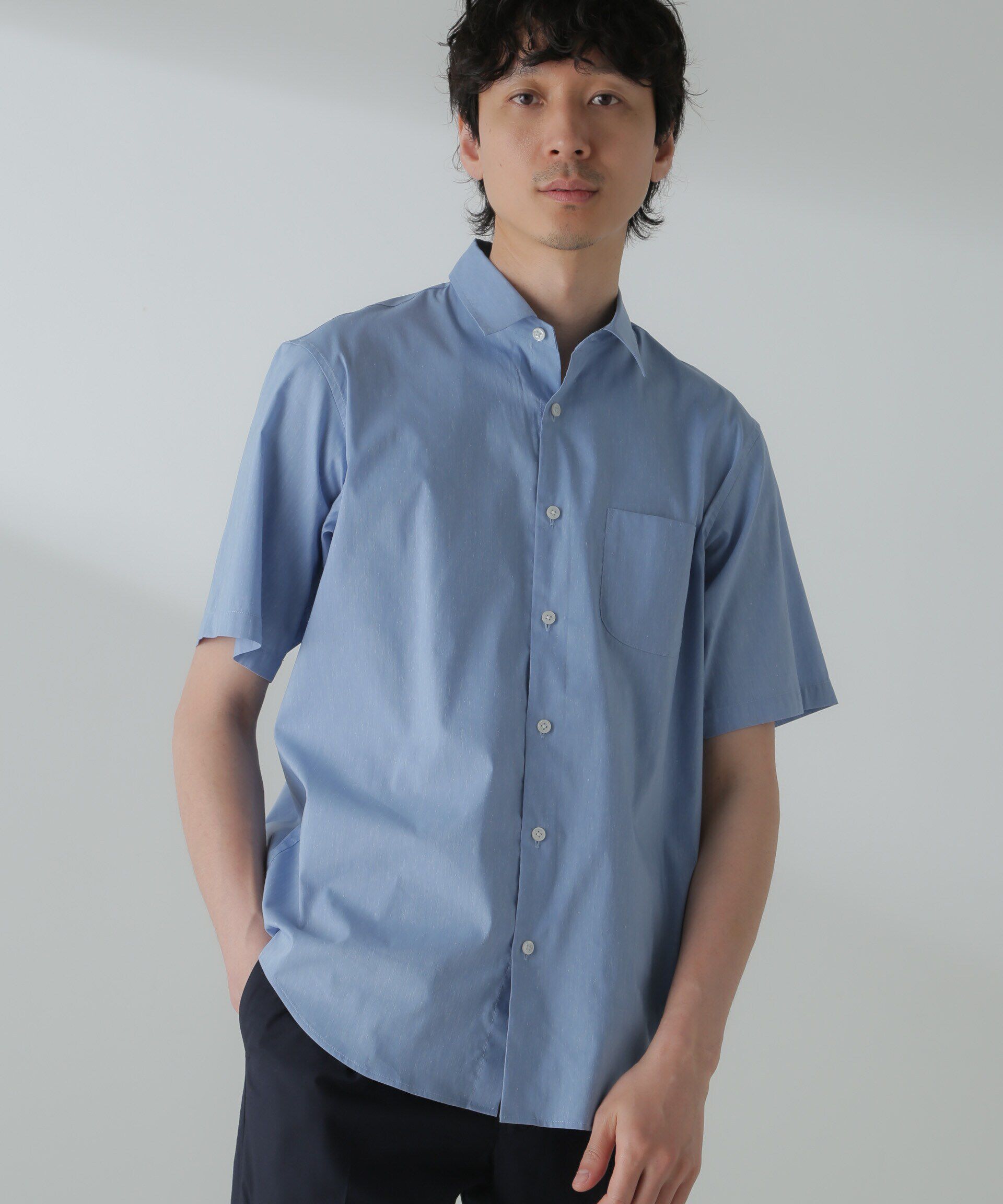 nano･universe「「ICE FLOW LINEN」レギュラーカラーシャツ 半袖」|シャツ・ブラウス|