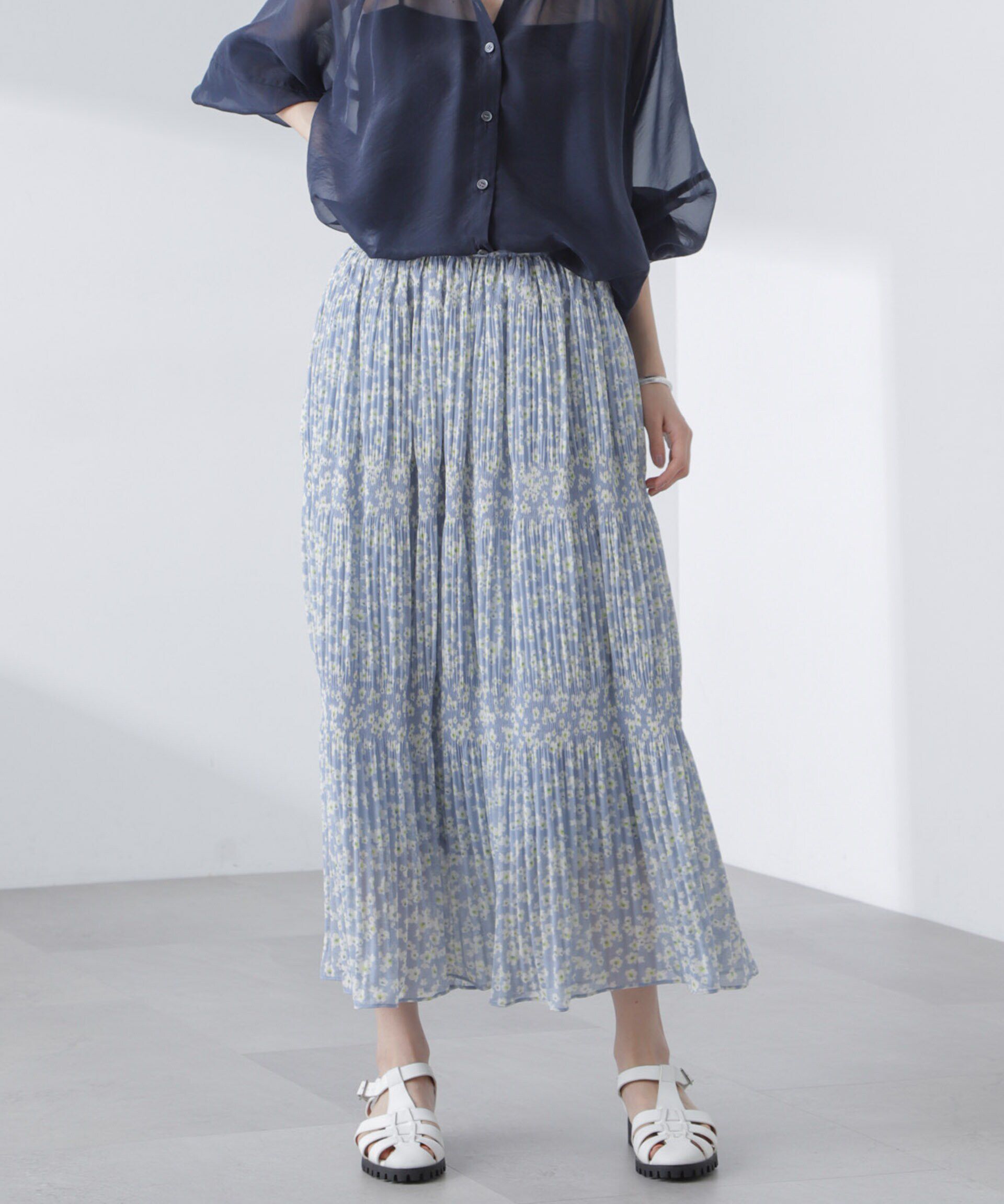 nano･universe「小花柄マジョリカプリーツスカート」|スカート|