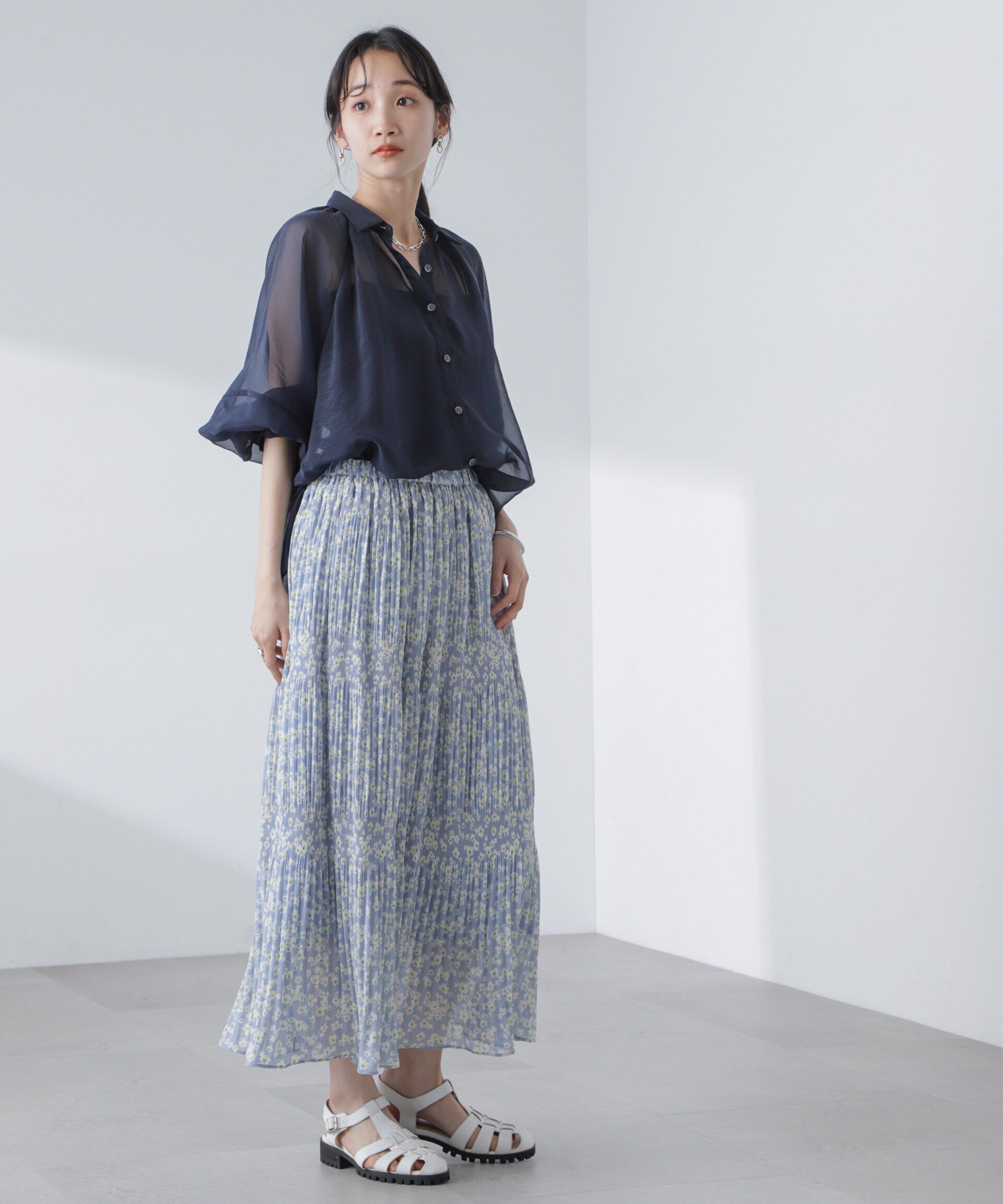 nano･universe「小花柄マジョリカプリーツスカート」|スカート|