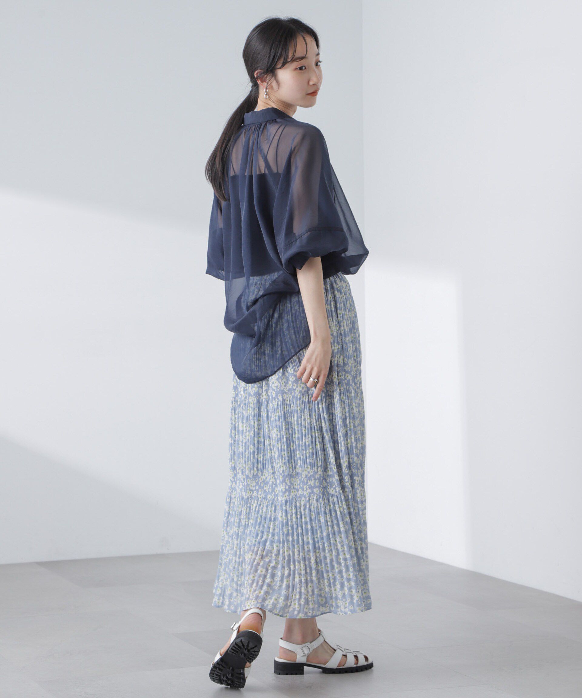 nano･universe「小花柄マジョリカプリーツスカート」|スカート|