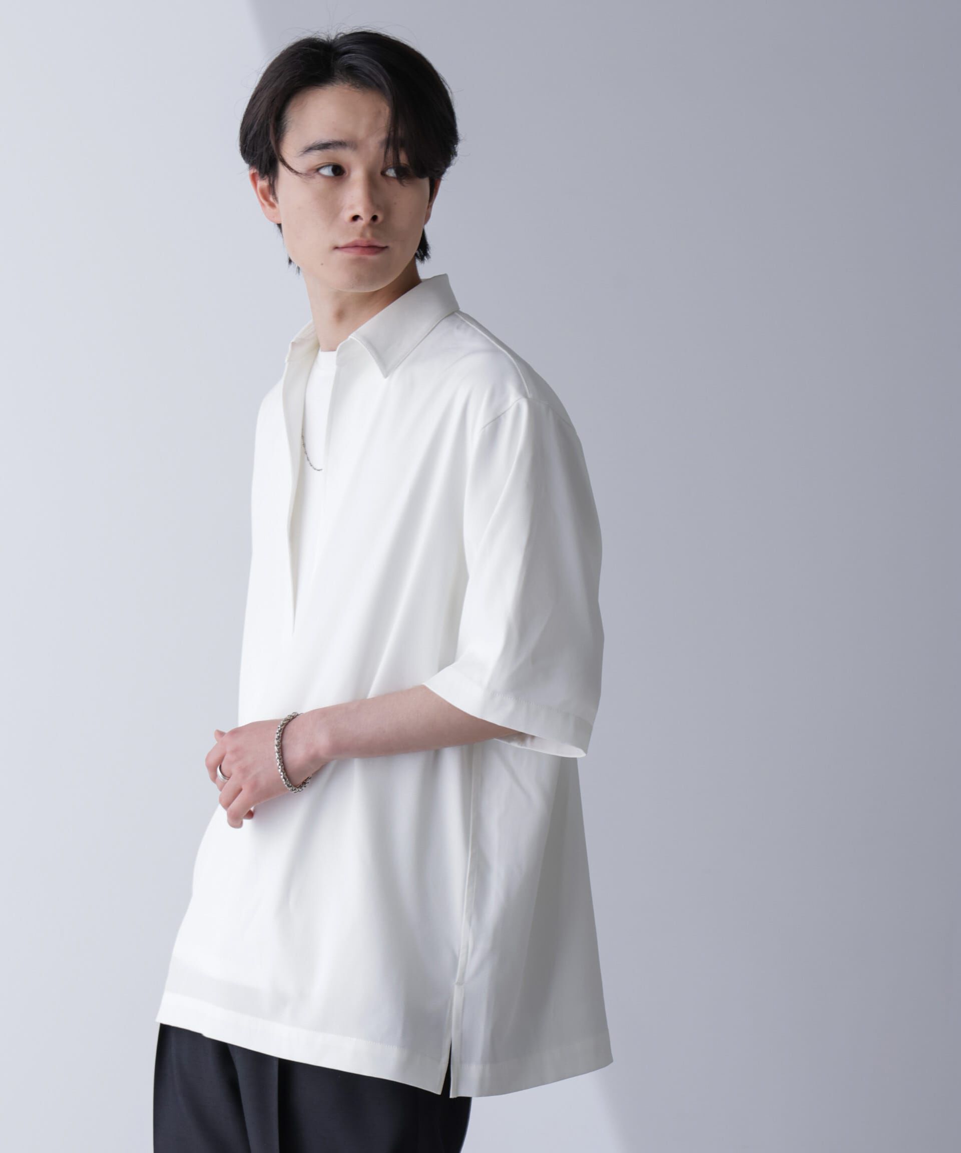 nano･universe「スキッパーPOシャツ 半袖」|シャツ・ブラウス|