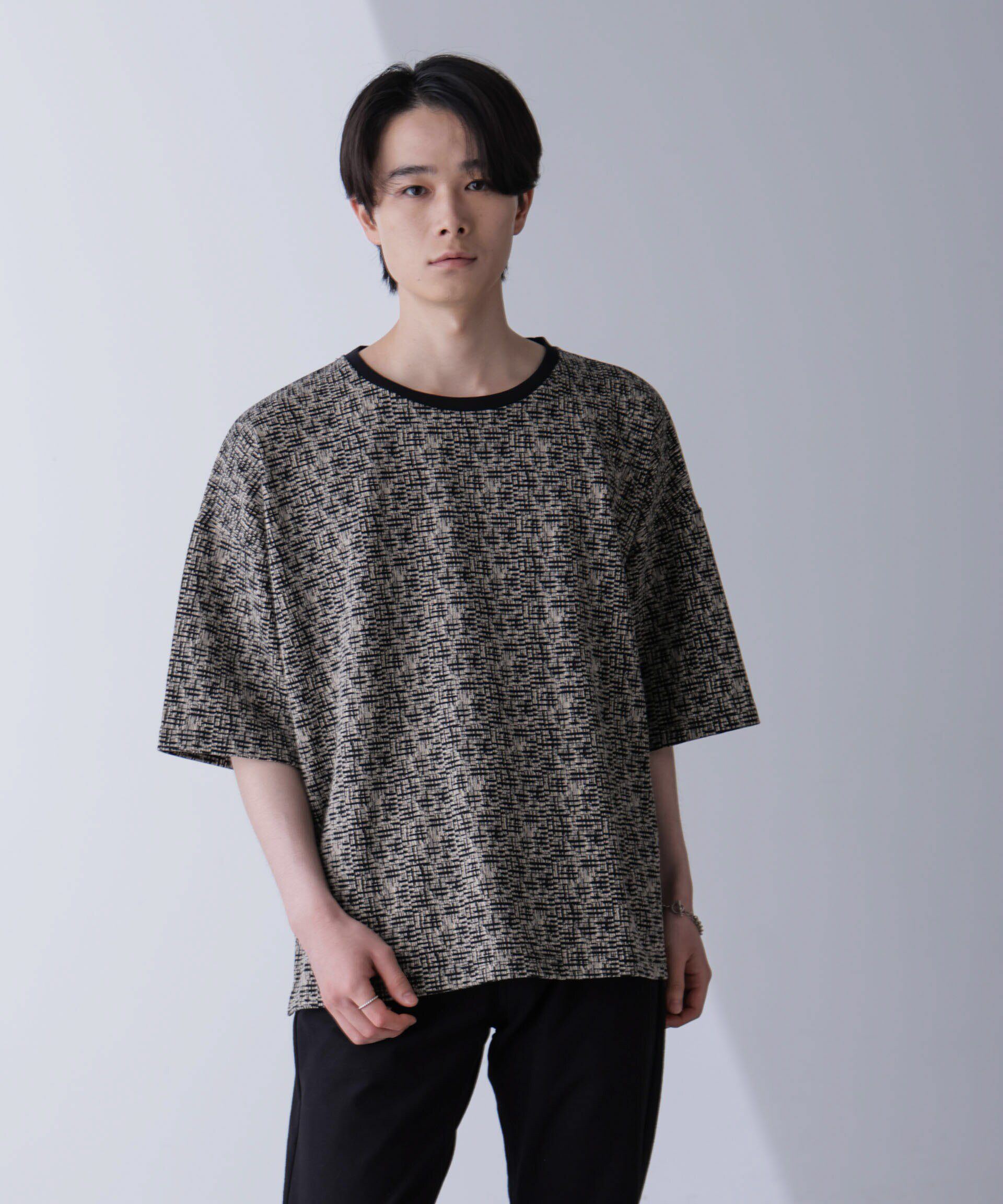 nano･universe「パターンジャガードTシャツ 半袖」|Tシャツ・カットソー|
