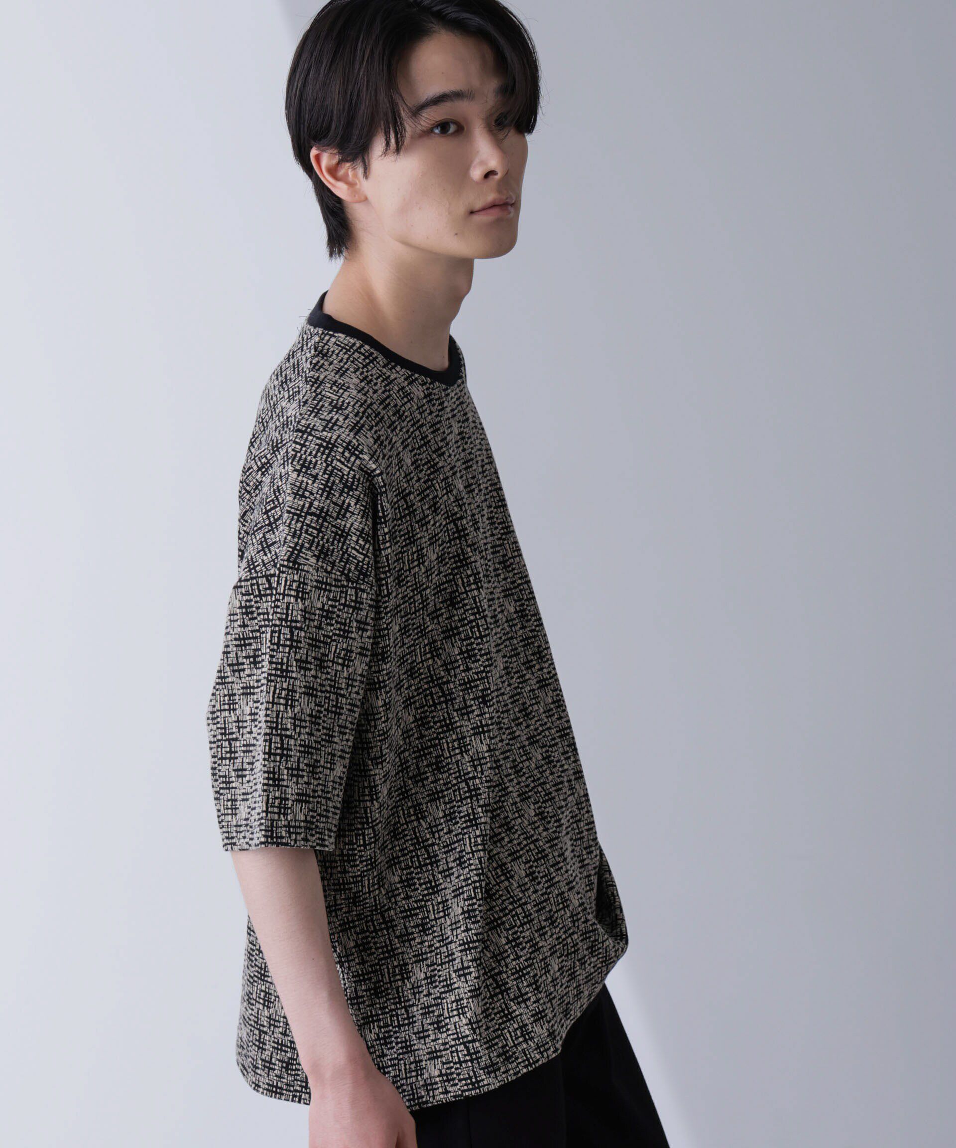 nano･universe「パターンジャガードTシャツ 半袖」|Tシャツ・カットソー|