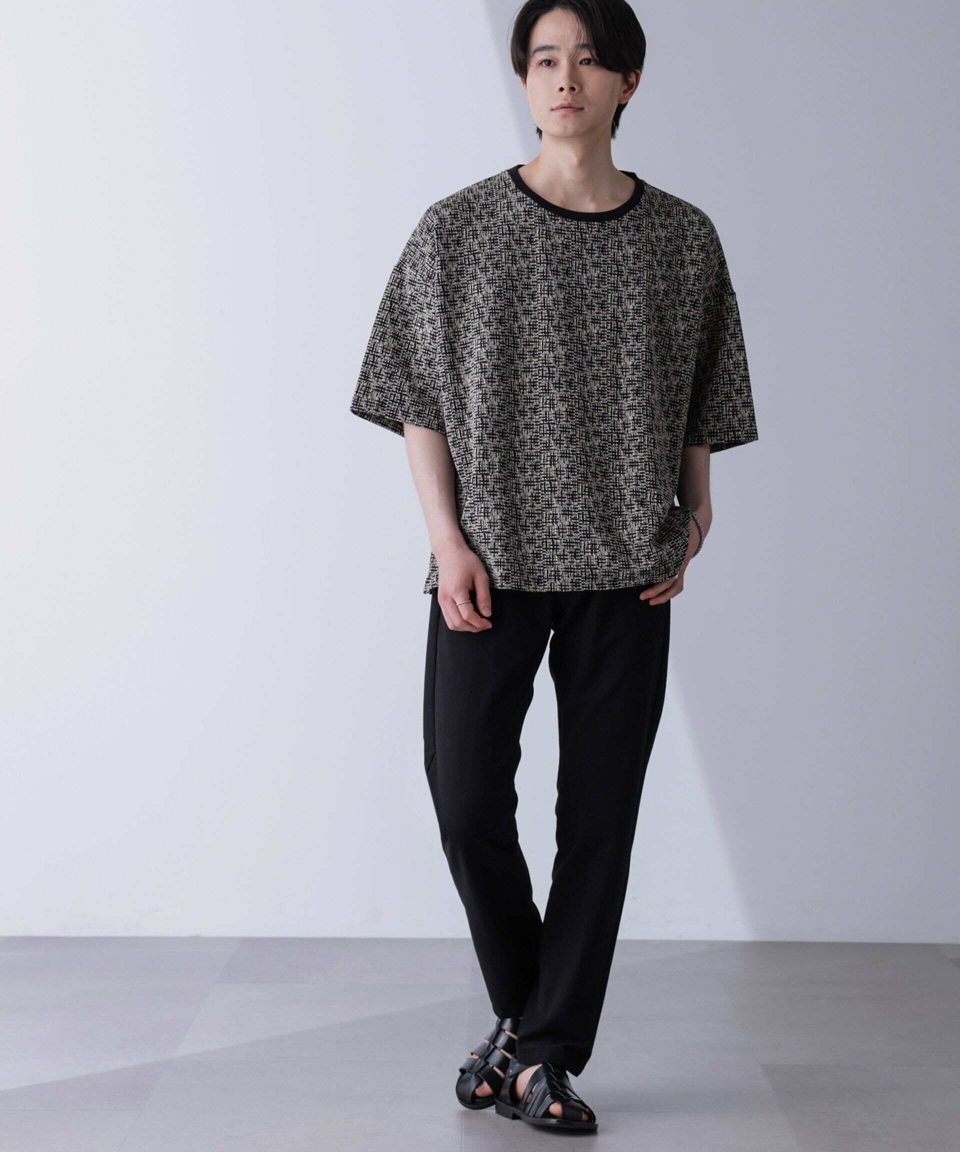 nano･universe「パターンジャガードTシャツ 半袖」|Tシャツ・カットソー|